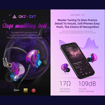 QKZ ZXT Sports In-ear Wired Control Plug HIFI Stereo Stage Monitor Earphone, Style:with Mic(Transparent) - In Ear Wired Earphone by QKZ | Online Shopping South Africa | PMC Jewellery