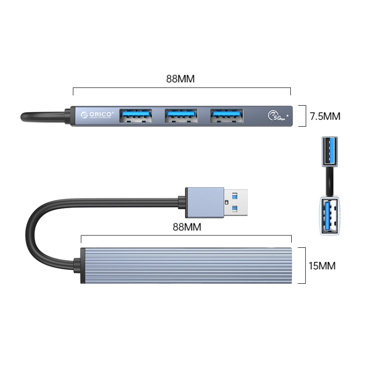 ORICO AH-A13 USB 3.0 x 1 + USB 2.0 x 3 to USB 3.0 HUB Adapter(Space Gray) - USB 3.0 by ORICO | Online Shopping South Africa | PMC Jewellery