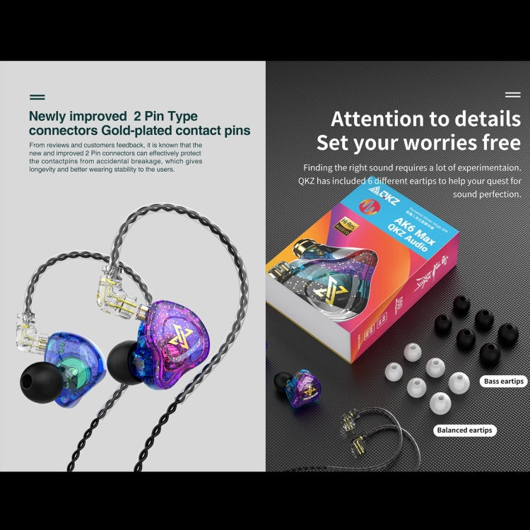 QKZ AK6 MAX In-ear Dynamic Subwoofer Wire-controlled Earphone, Version:Standard Version(Transparent White) - In Ear Wired Earphone by QKZ | Online Shopping South Africa | PMC TechLife | Buy Now Pay Later Mobicred