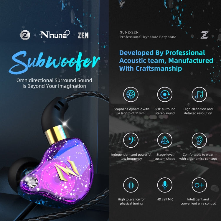QKZ ZEN In-ear Subwoofer Wire-controlled Music Running Sports Earphone with Mic(Blue) - In Ear Wired Earphone by QKZ | Online Shopping South Africa | PMC TechLife | Buy Now Pay Later Mobicred