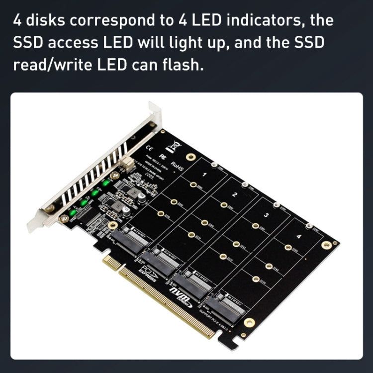 PH44 NVME 4 Disk Array Card PCI-E Signal Split Array Card - Card Adapter by PMC Jewellery | Online Shopping South Africa | PMC Jewellery