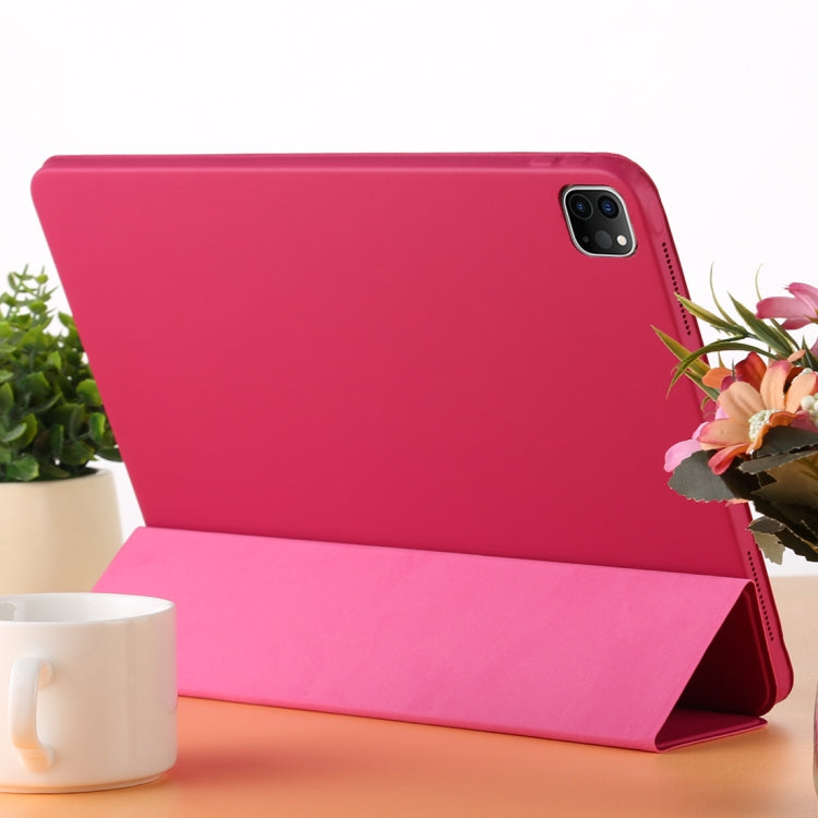 For iPad Pro 11 2022 / 2021 / 2020 3-fold Horizontal Flip Smart Leather Tablet Case with Sleep / Wake-up Function & Holder(Rose Red) - iPad Pro 11 (2022/2021) Cases by PMC Jewellery | Online Shopping South Africa | PMC Jewellery