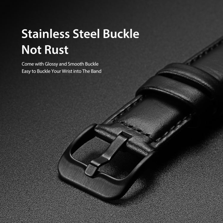DUX DUCIS 20mm Genuine Leather Watch Band For Samsung Galaxy/Huawei/Honor Watch(Black) - 20mm Bands by DUX DUCIS | Online Shopping South Africa | PMC TechLife | Buy Now Pay Later Mobicred