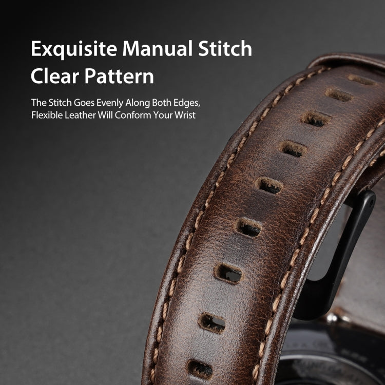 DUX DUCIS 20mm Genuine Leather Watch Band For Samsung Galaxy/Huawei/Honor Watch(Coffee) - 20mm Bands by DUX DUCIS | Online Shopping South Africa | PMC TechLife | Buy Now Pay Later Mobicred