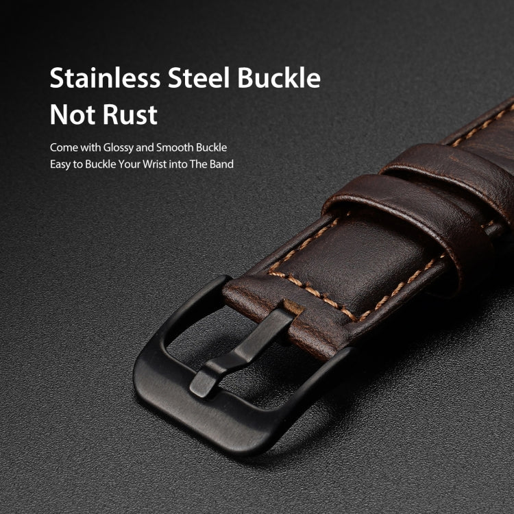 DUX DUCIS 22mm Genuine Leather Watch Band For Samsung Galaxy/Huawei/Honor/Xiaomi Watch(Coffee) - 22mm Bands by DUX DUCIS | Online Shopping South Africa | PMC TechLife | Buy Now Pay Later Mobicred