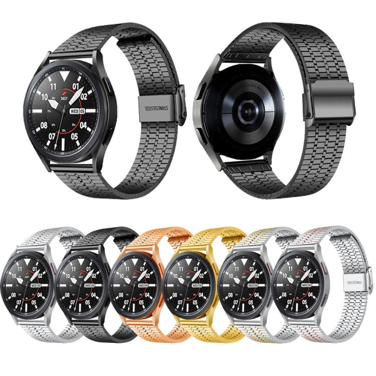 22mm Universal Seven-bead Stainless Steel Watch Band(Black) - 22mm Bands by PMC TechLife | Online Shopping South Africa | PMC TechLife | Buy Now Pay Later Mobicred