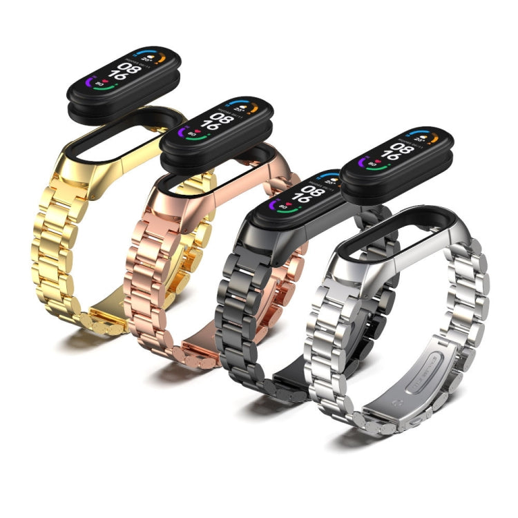 For Xiaomi Mi Band 6 / 6 NFC MIJOBS TF2 Tri-Bead Stainless Steel Watch Band(Blue) - Watch Bands by MIJOBS | Online Shopping South Africa | PMC TechLife | Buy Now Pay Later Mobicred