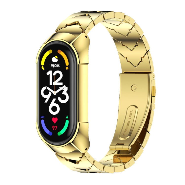 For Xiaomi Mi Band 7 / 7 NFC MIJOBS Stainless Steel Watch Band, Style:TF2 V Type(Gold) - free shipping - PMC TechLife - Order now!