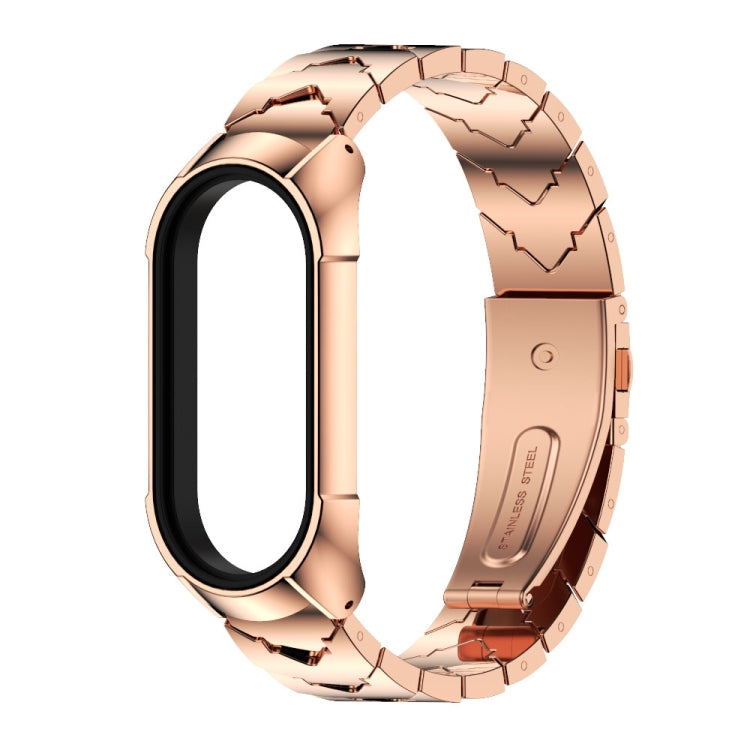 For Xiaomi Mi Band 7 / 7 NFC MIJOBS Stainless Steel Watch Band, Style:TF2 V Type(Rose Gold) - Watch Bands by MIJOBS | Online Shopping South Africa | PMC TechLife | Buy Now Pay Later Mobicred