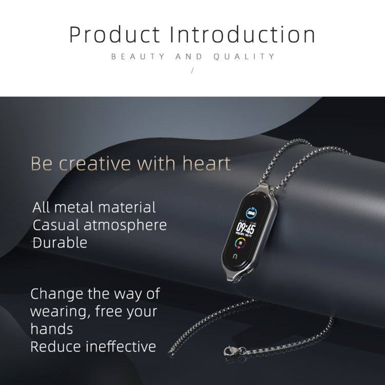 For Xiaomi Mi Band 7 / 7 NFC MIJOBS Metal Pendant Stainless Steel Watch Necklace (Black) - Watch Bands by MIJOBS | Online Shopping South Africa | PMC TechLife | Buy Now Pay Later Mobicred