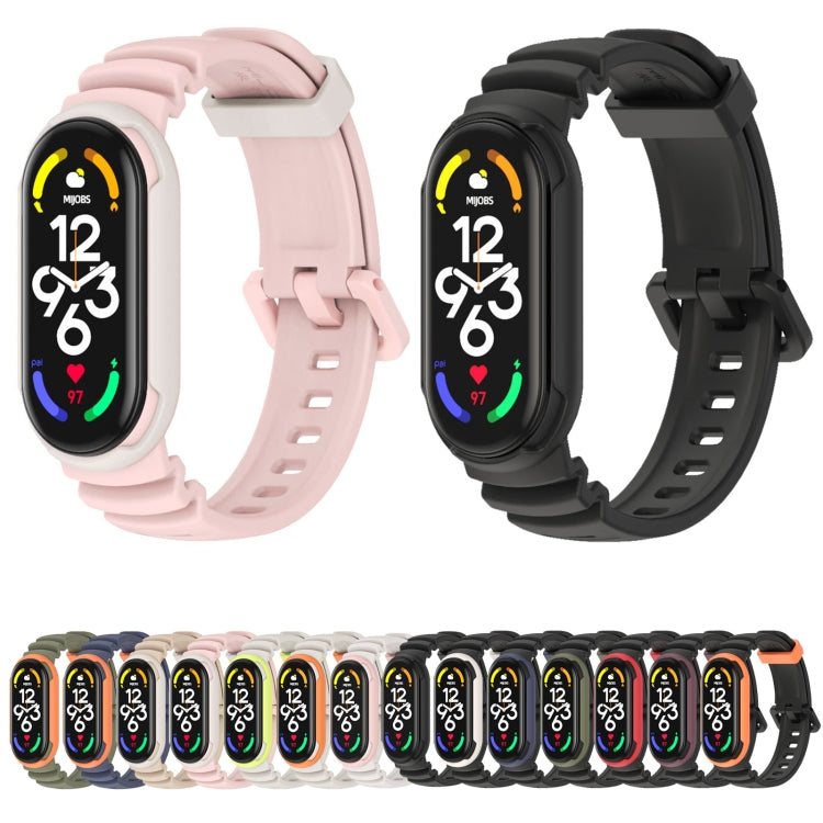 For Xiaomi Mi Band 5 / 6 / 7 MIJOBS GS Unibody Two-color Watch Band(Black Army Green) - Watch Bands by MIJOBS | Online Shopping South Africa | PMC TechLife | Buy Now Pay Later Mobicred