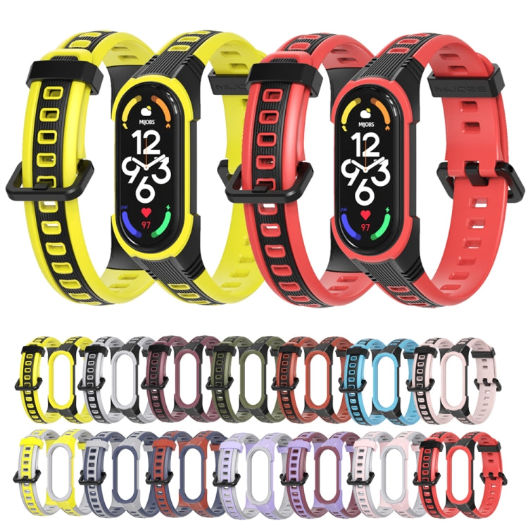 For Xiaomi Mi Band 5 / 6 / 7 MIJOBS Unibody Two-color Silicone Watch Band(Black Pink) - Watch Bands by MIJOBS | Online Shopping South Africa | PMC TechLife | Buy Now Pay Later Mobicred