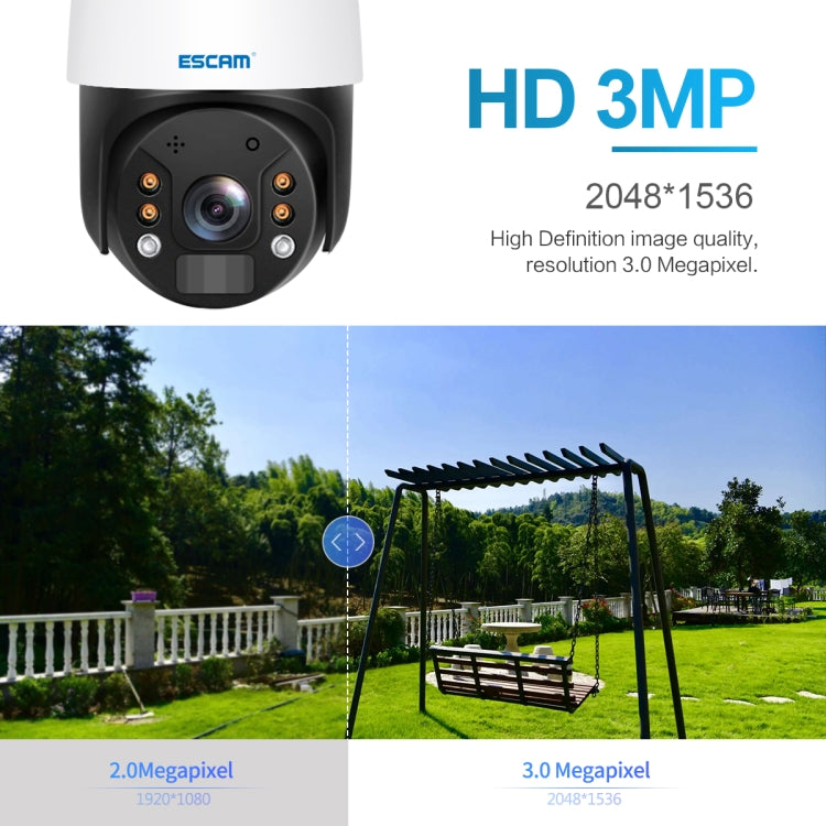 ESCAM QF624 3MP HD IP66 Waterproof WiFi Solar Panel PT IP Camera without Battery - free shipping - PMC TechLife - Order now!