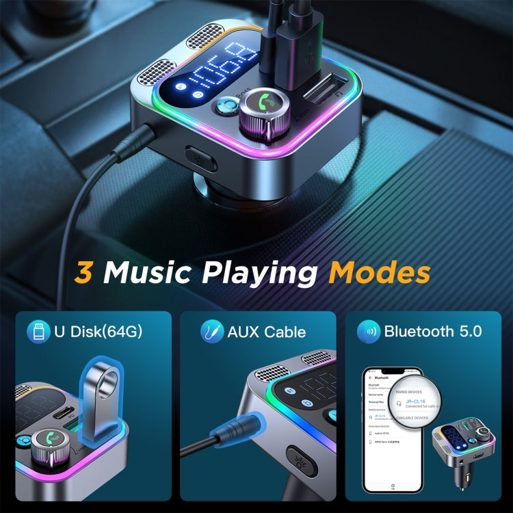 JOYROOM JR-CL16 48W Bluetooth 5.0 Car Wireless FM Transmitter(Silver) - free shipping - PMC TechLife - Order now!
