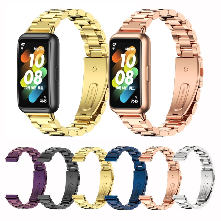 For Huawei Band 7 / 7 NFC MIJOBS Three-Bead Metal Stainless Steel Watch Band(Gold) - free shipping - PMC TechLife - Order now!