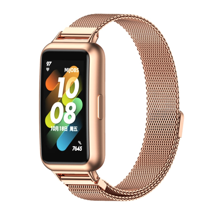 For Huawei Band 7 / 7 NFC MIJOBS Milan Magnetic Stainless Steel Watch Band(Rose Gold) - Watch Bands by MIJOBS | Online Shopping South Africa | PMC TechLife | Buy Now Pay Later Mobicred