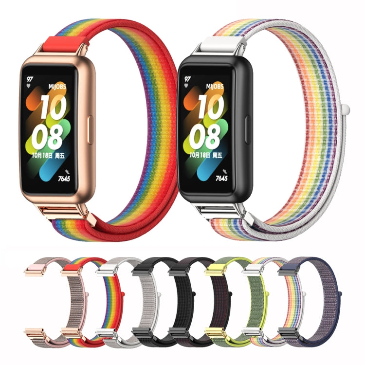 For Huawei Band 7 / 7 NFC Mijobs Breathable Nylon Watch Band(Sea Shell Silver) - Watch Bands by MIJOBS | Online Shopping South Africa | PMC TechLife | Buy Now Pay Later Mobicred