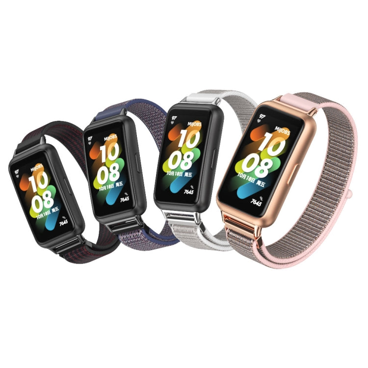 For Huawei Band 7 / 7 NFC Mijobs Breathable Nylon Watch Band(Sea Shell Silver) - Watch Bands by MIJOBS | Online Shopping South Africa | PMC TechLife | Buy Now Pay Later Mobicred