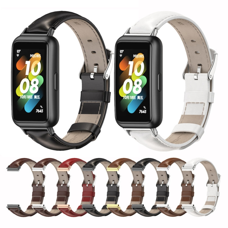 For Huawei Band 7 / 7 NFC MIJOBS Cowhide Leather Watch Band(White Silver) - free shipping - PMC TechLife - Order now!
