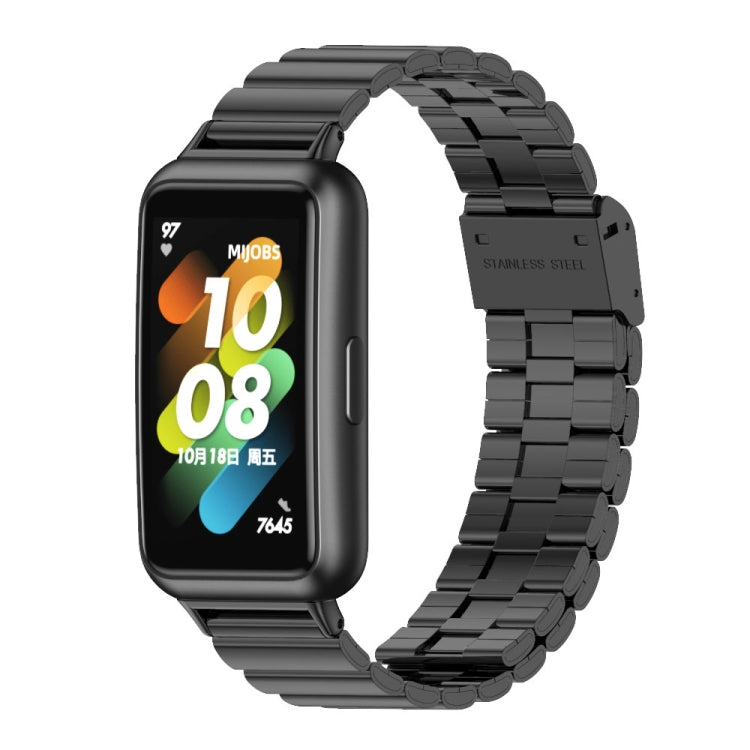 For Huawei Band 7 / 7 NFC Mijobs Bamboo Stainless Steel Metal Buckle Watch Band(Black) - Watch Bands by MIJOBS | Online Shopping South Africa | PMC TechLife | Buy Now Pay Later Mobicred