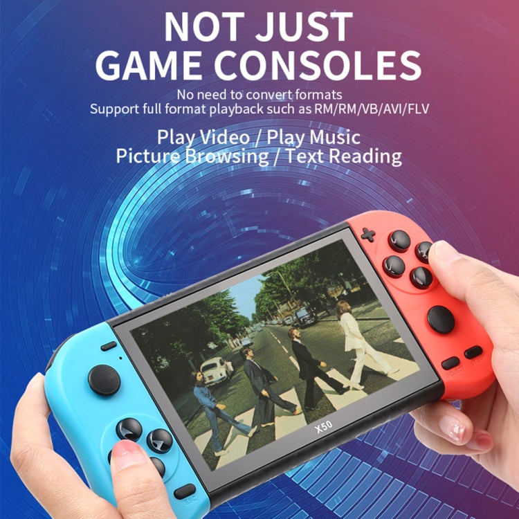 X50 5.1 inch Screen Handheld Retro Game Console 8G Memory with 6000+ Games(Red+Blue) - free shipping - PMC TechLife - Order now!