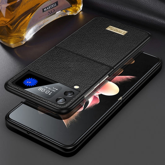 For Samsung Galaxy Z Flip4 SULADA Shockproof TPU + Handmade Leather Phone Case(Black) - Galaxy Z Flip4 5G Cases by SULADA | Online Shopping South Africa | PMC Jewellery