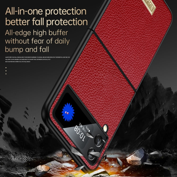 For Samsung Galaxy Z Flip4 SULADA Shockproof TPU + Handmade Leather Phone Case(Red) - Galaxy Z Flip4 5G Cases by SULADA | Online Shopping South Africa | PMC Jewellery