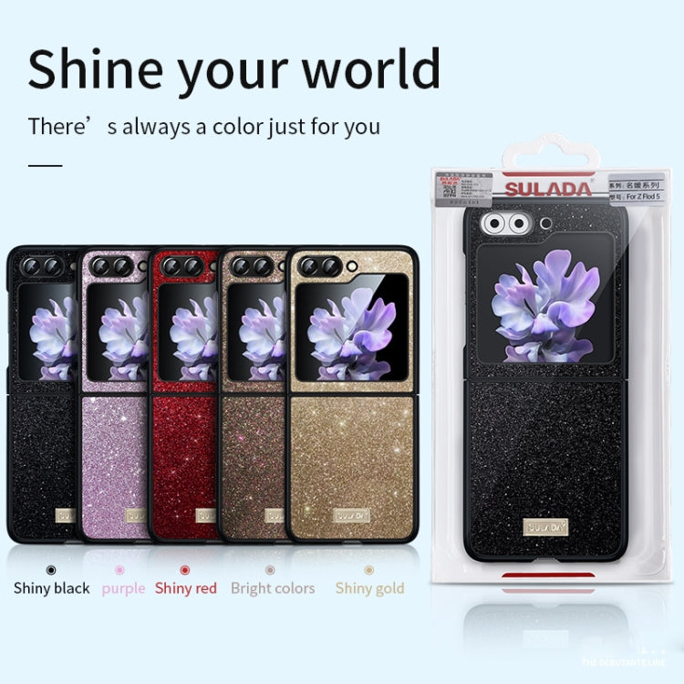 For Samsung Galaxy Z Flip5 SULADA Shockproof TPU + Handmade Leather Phone Case(Black) - Galaxy Z Flip5 Cases by SULADA | Online Shopping South Africa | PMC TechLife