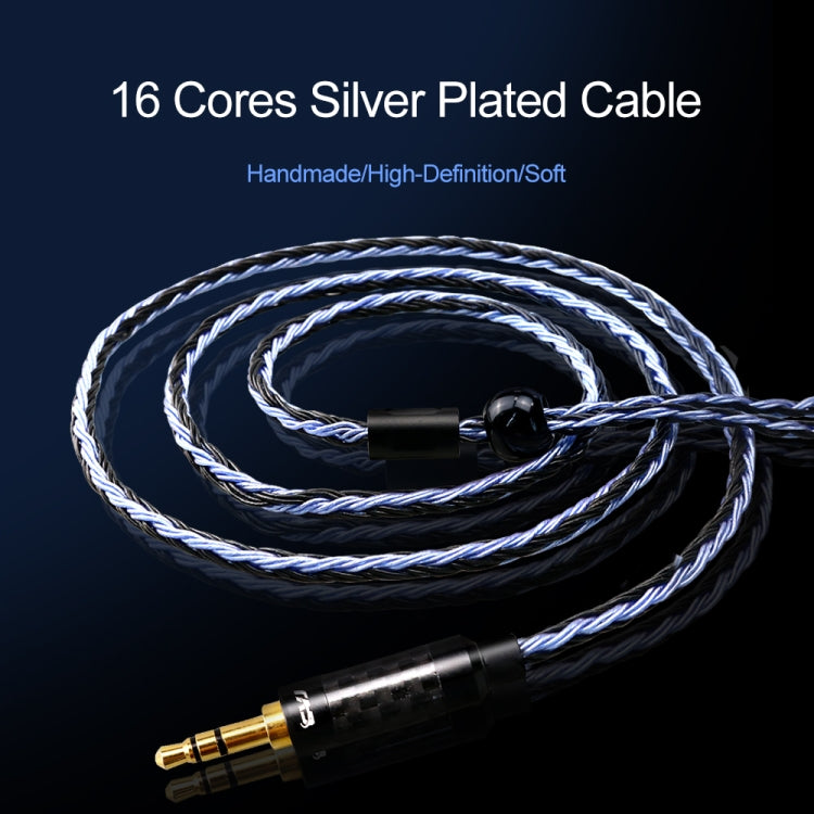 CVJ V3 1.2m 16 Cores Silver-plated 3.5mm Earphone Cable, Style:0.78mm(Silver-Blue) - Cable & Splitter by CVJ | Online Shopping South Africa | PMC Jewellery