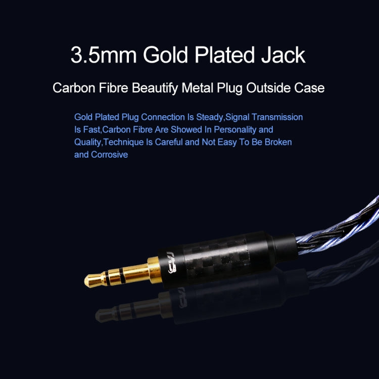 CVJ V3 1.2m 16 Cores Silver-plated 3.5mm Earphone Cable, Style:0.78mm(Black-Blue) - free shipping - PMC TechLife - Order now!