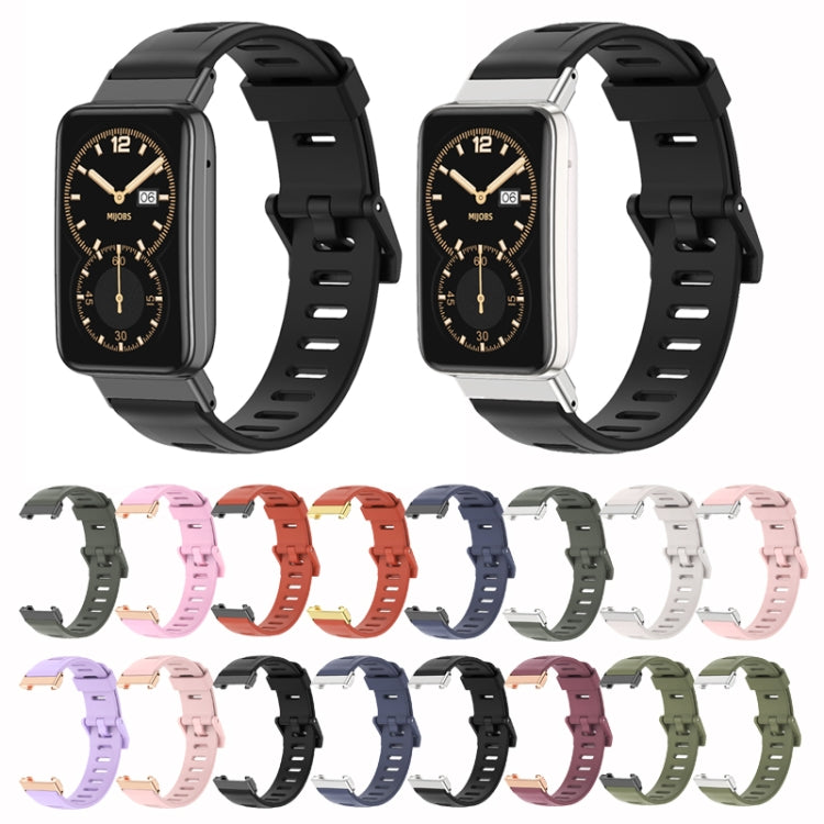 For Xiaomi Mi Band 7 Pro Mijobs Flat Hole TPU Watch Band(Wine Red Rose Gold) - Watch Bands by MIJOBS | Online Shopping South Africa | PMC TechLife | Buy Now Pay Later Mobicred