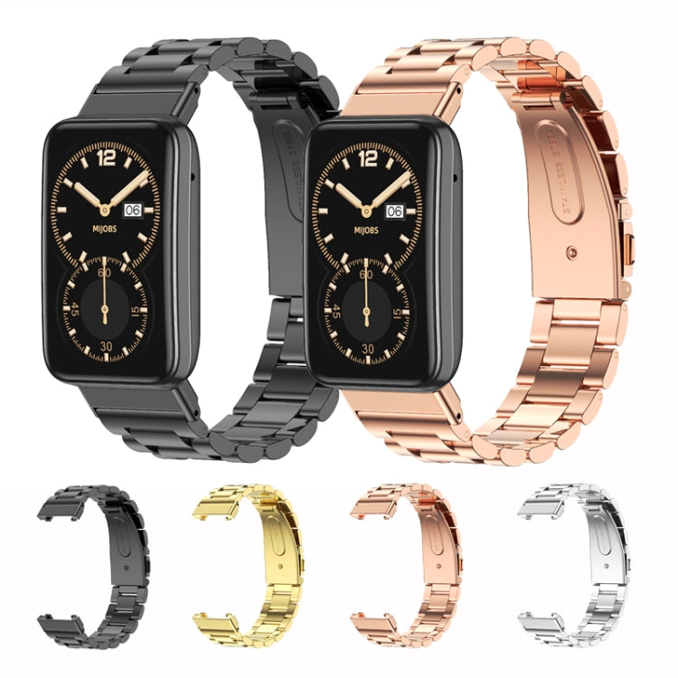 For Xiaomi Mi Band 7 Pro Mijobs Three-bead Metal Stainless Steel Watch Band(Silver) - free shipping - PMC TechLife - Order now!
