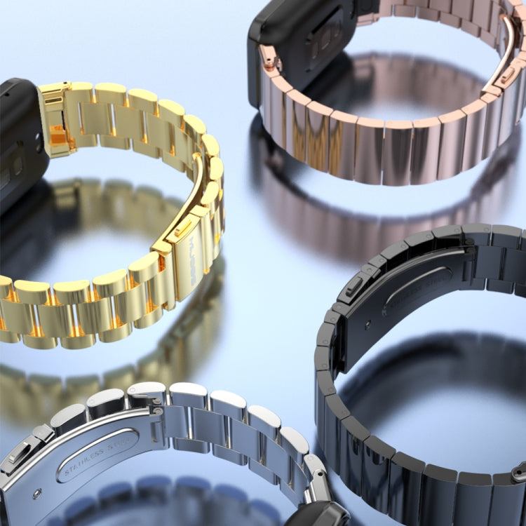 For Xiaomi Mi Band 7 Pro Mijobs Three-bead Metal Stainless Steel Watch Band(Black) - Watch Bands by MIJOBS | Online Shopping South Africa | PMC TechLife | Buy Now Pay Later Mobicred