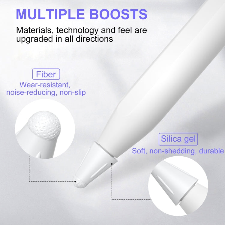 8 PCS / Set Fiber Texture Nib Protector For Apple Pencil(White) - Pencil Accessories by PMC TechLife | Online Shopping South Africa | PMC TechLife