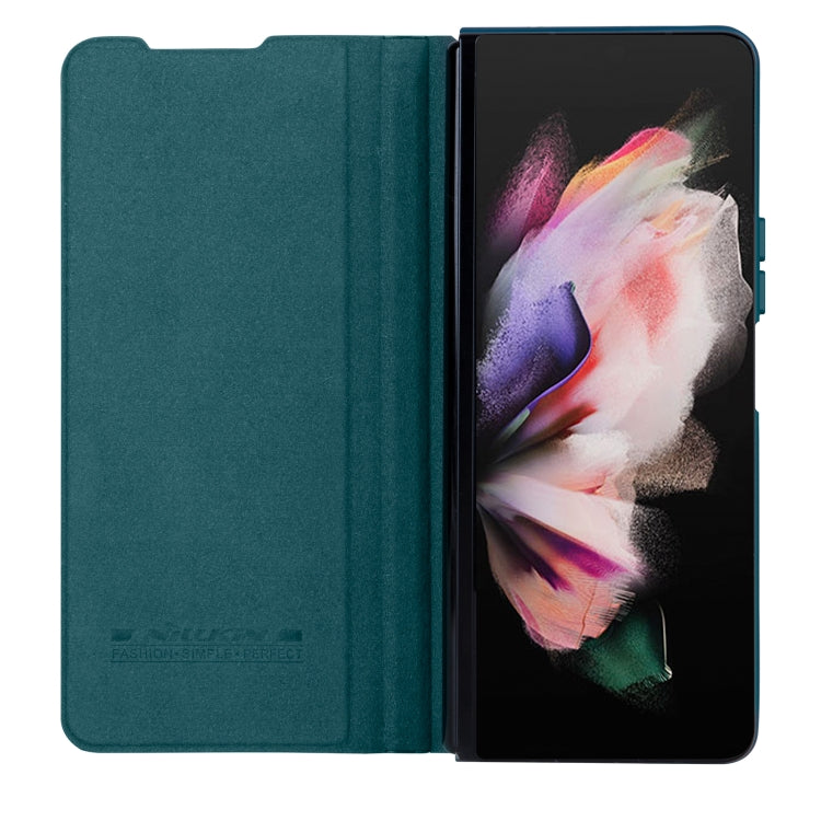 For Samsung Galaxy Z Fold4 5G NILLKIN QIN Series Pro Sliding Camera Cover Design Leather Phone Case(Cyan) - Galaxy Z Fold4 5G Cases by NILLKIN | Online Shopping South Africa | PMC TechLife | Buy Now Pay Later Mobicred
