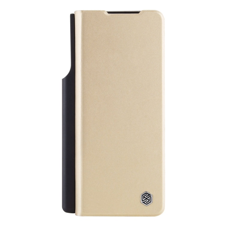 For Samsung Galaxy Z Fold4 5G NILLKIN QIN Series Pro Sliding Camera Cover Design Leather Phone Case(Gold) - free shipping - PMC TechLife - Order now!