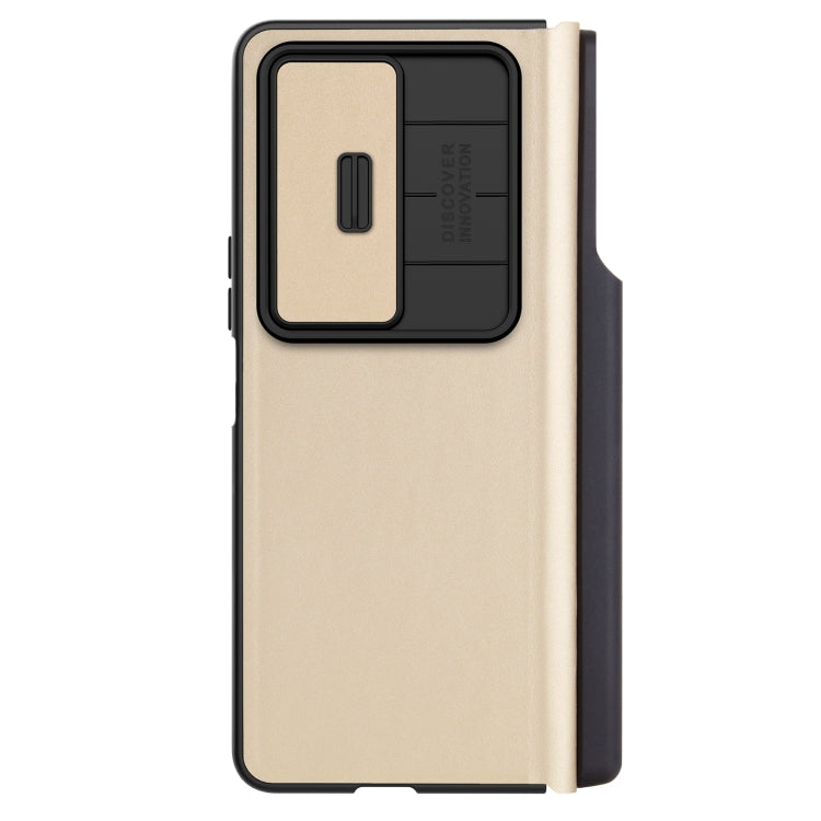 For Samsung Galaxy Z Fold4 5G NILLKIN QIN Series Pro Sliding Camera Cover Design Leather Phone Case(Gold) - free shipping - PMC TechLife - Order now!