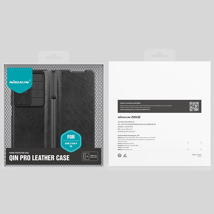 For Samsung Galaxy Z Fold4 5G NILLKIN QIN Series Pro Sliding Camera Cover Design Leather Phone Case(Cyan) - Galaxy Z Fold4 5G Cases by NILLKIN | Online Shopping South Africa | PMC TechLife | Buy Now Pay Later Mobicred