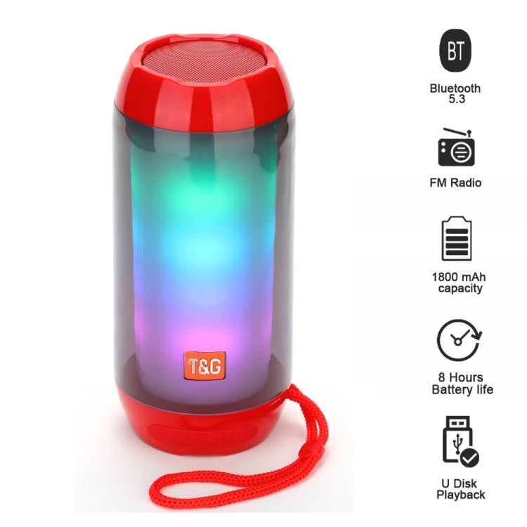 T&G TG643 Portable LED Light Waterproof Subwoofer Wireless Bluetooth Speaker(Blue) - Waterproof Speaker by T&G | Online Shopping South Africa | PMC Jewellery