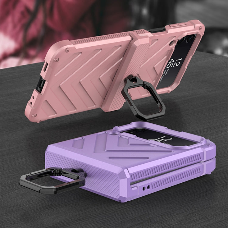 For Samsung Galaxy Z Flip4 GKK Sliding Camshield Magnetic Armor Flip Phone Case with Ring Holder(Purple) - Galaxy Z Flip4 5G Cases by GKK | Online Shopping South Africa | PMC Jewellery