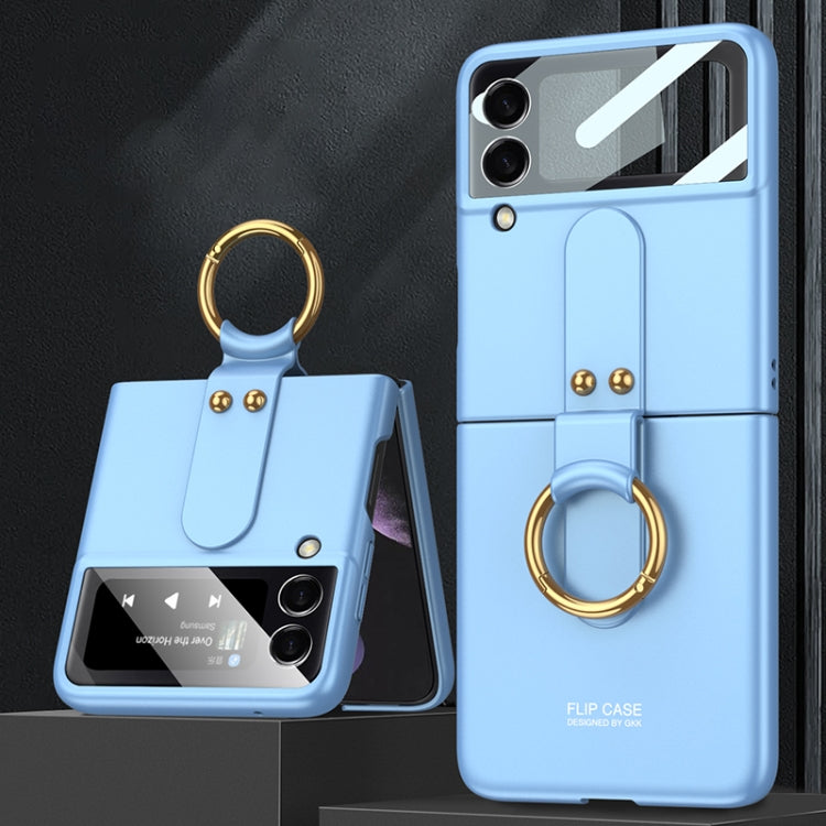 For Samsung Galaxy Z Flip4 GKK Ultra-thin PC Full Coverage Phone Flip Case with Ring Holder(Blue) - Galaxy Z Flip4 5G Cases by GKK | Online Shopping South Africa | PMC Jewellery