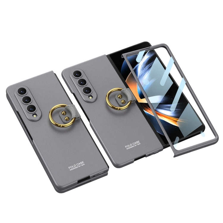 For Samsung Galaxy Z Fold4 GKK Ultra-thin PC Full Coverage Phone Case with Ring Holder(Grey) - Galaxy Z Fold4 5G Cases by GKK | Online Shopping South Africa | PMC Jewellery