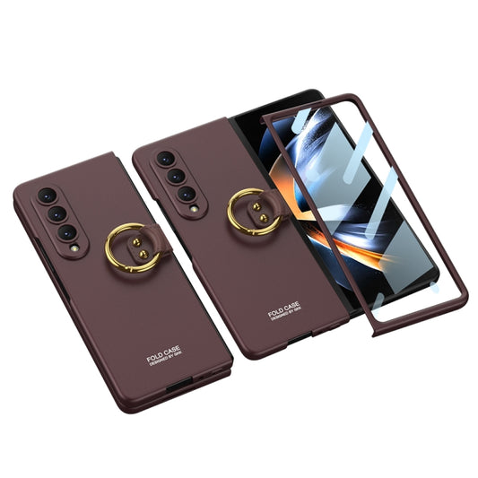 For Samsung Galaxy Z Fold4 GKK Ultra-thin PC Full Coverage Phone Case with Ring Holder(Wine Red) - Galaxy Z Fold4 5G Cases by GKK | Online Shopping South Africa | PMC Jewellery