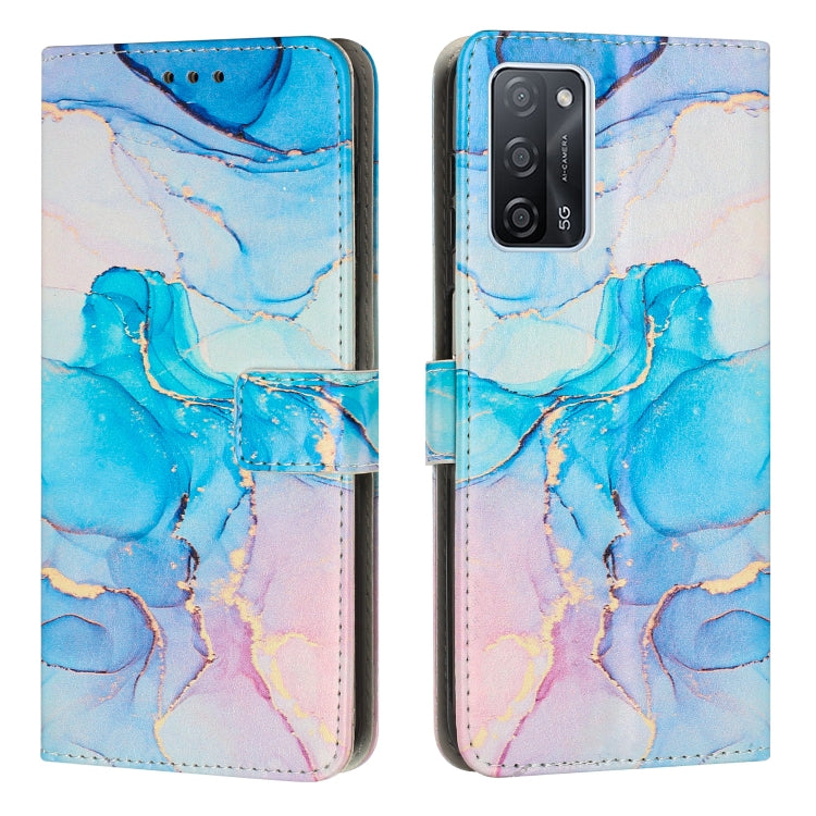 For OPPO A55 5G/A53S 5G/A54 4G/A16/A54S/A56 5G/A16S/Realme V11 5G Painted Marble Pattern Leather Phone Case(Pink Green) - free shipping - PMC TechLife - Order now!