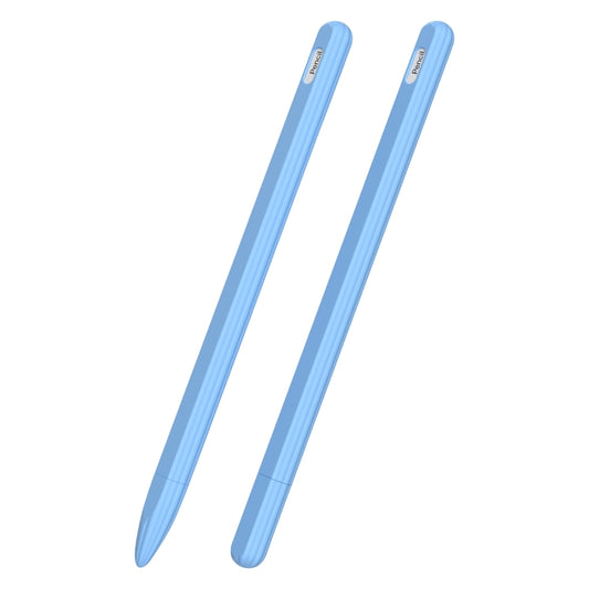 3 in 1 Striped Liquid Silicone Stylus Case with Two Tip Caps For Apple Pencil 1(Sky Blue) - Pencil Accessories by PMC Jewellery | Online Shopping South Africa | PMC Jewellery