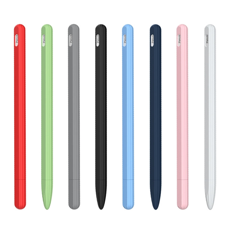 3 in 1 Striped Liquid Silicone Stylus Case with Two Tip Caps For Apple Pencil 1(Pink) - Pencil Accessories by PMC TechLife | Online Shopping South Africa | PMC TechLife