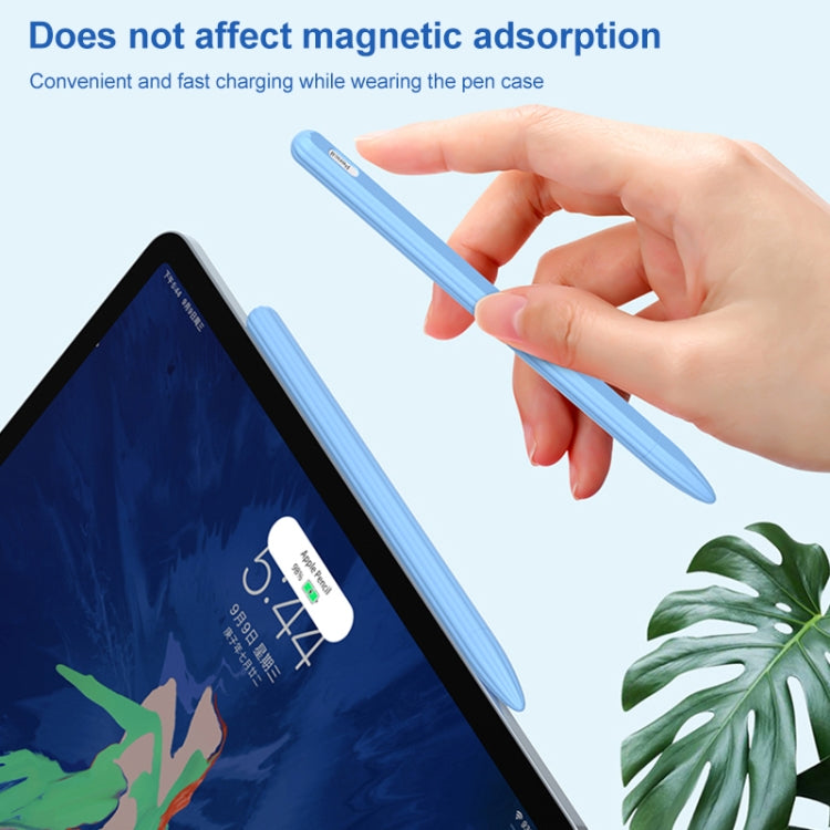 3 in 1 Striped Liquid Silicone Stylus Case with Two Tip Caps For Apple Pencil 1(Red) - Pencil Accessories by PMC TechLife | Online Shopping South Africa | PMC TechLife