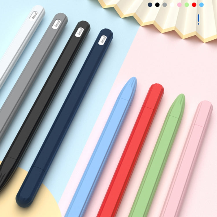 3 in 1 Striped Liquid Silicone Stylus Case with Two Tip Caps For Apple Pencil 1(White) - Pencil Accessories by PMC TechLife | Online Shopping South Africa | PMC TechLife