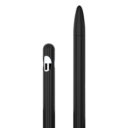 3 in 1 Striped Liquid Silicone Stylus Case with Two Tip Caps For Apple Pencil 2(Black) - Pencil Accessories by PMC Jewellery | Online Shopping South Africa | PMC Jewellery