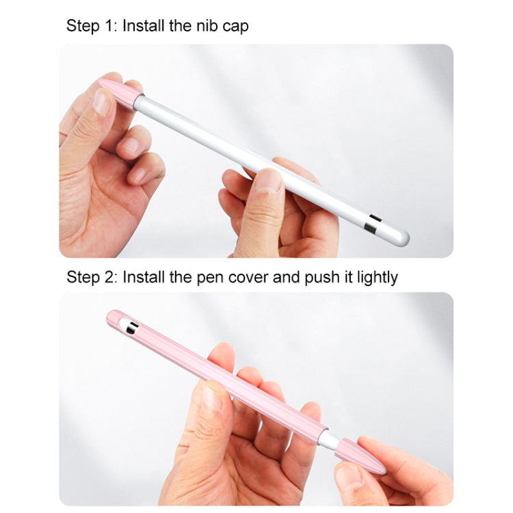 3 in 1 Striped Liquid Silicone Stylus Case with Two Tip Caps For Apple Pencil 2(White) - Pencil Accessories by PMC TechLife | Online Shopping South Africa | PMC TechLife